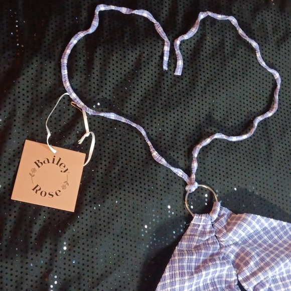 Dolls Kill × Bailey Rose Violet Purple & White Gingham Halter Crop Top (M) 🪻 - Picture 6 of 13